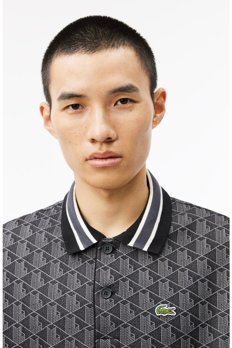 Monogram Jacquard Polo, Alternate, color, BLACK GRAPHITE