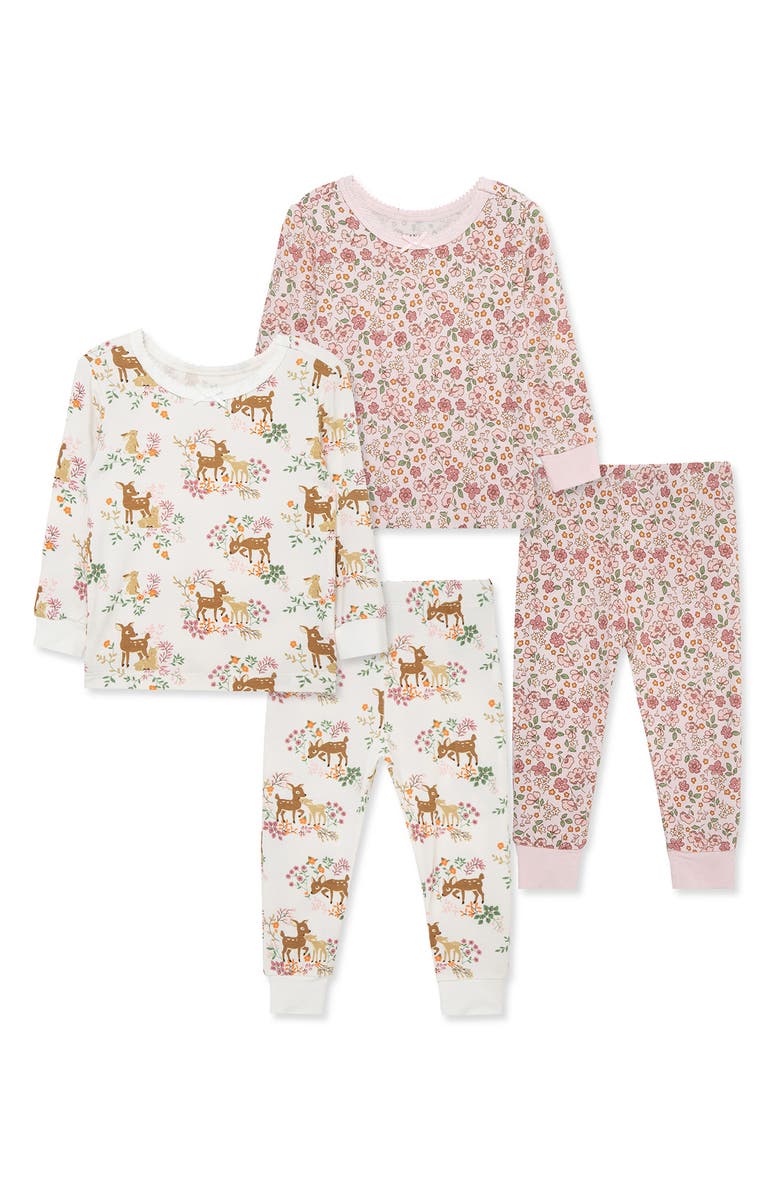Little Me Woodland 2-Pack Stretch Viscose Pajama Set, Main, color, Pink Multi