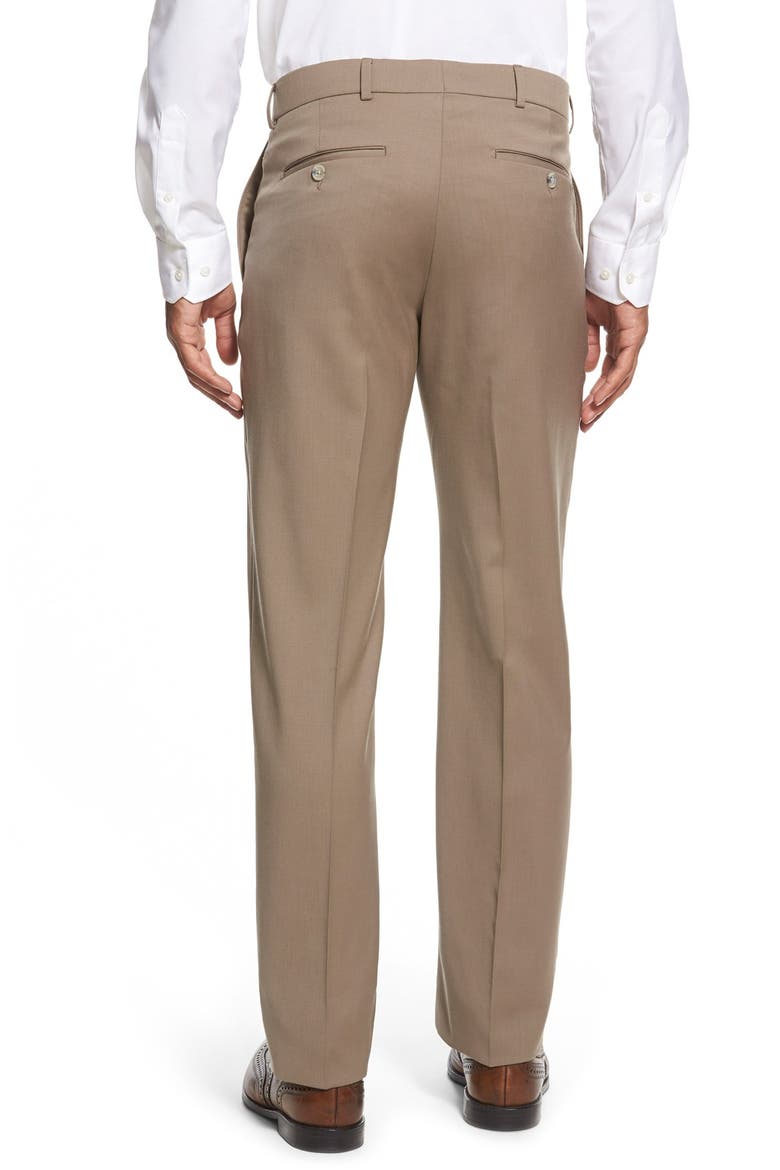 Classic Fit Flat Front Solid Wool Dress Pants, Alternate, color, BRITISH TAN