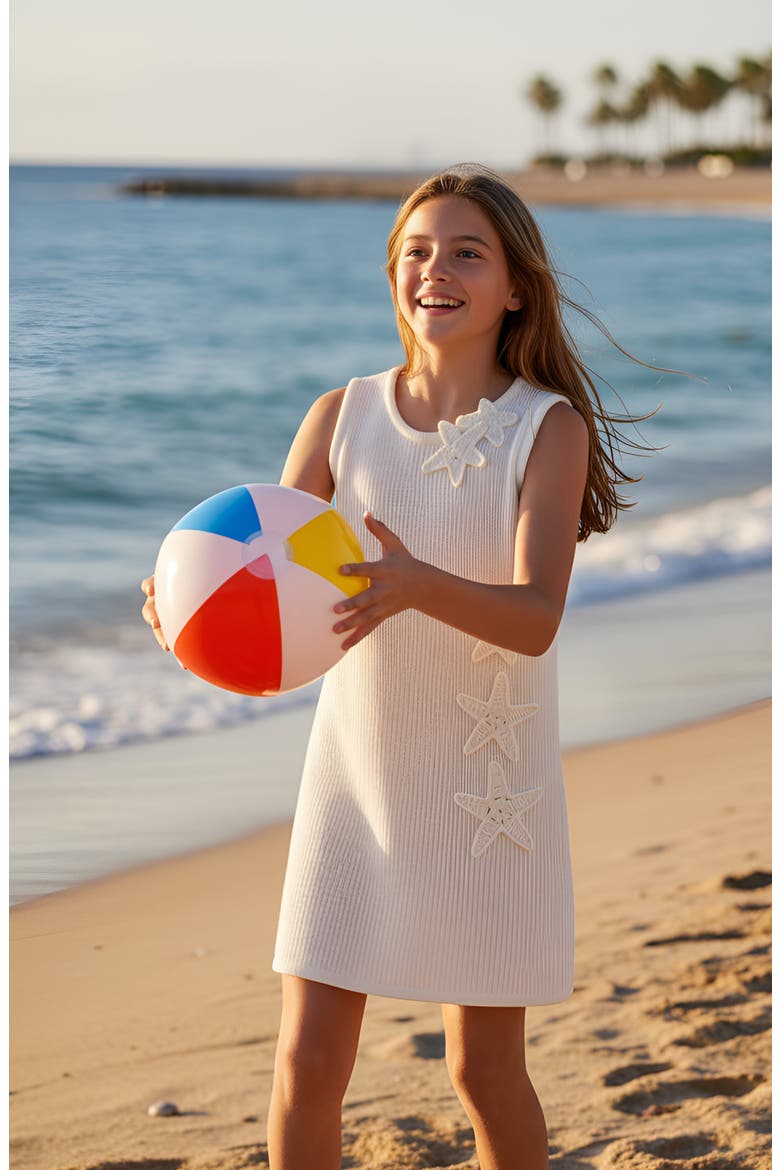 Crochet Knit Summer Shift Dress, Alternate, color, White