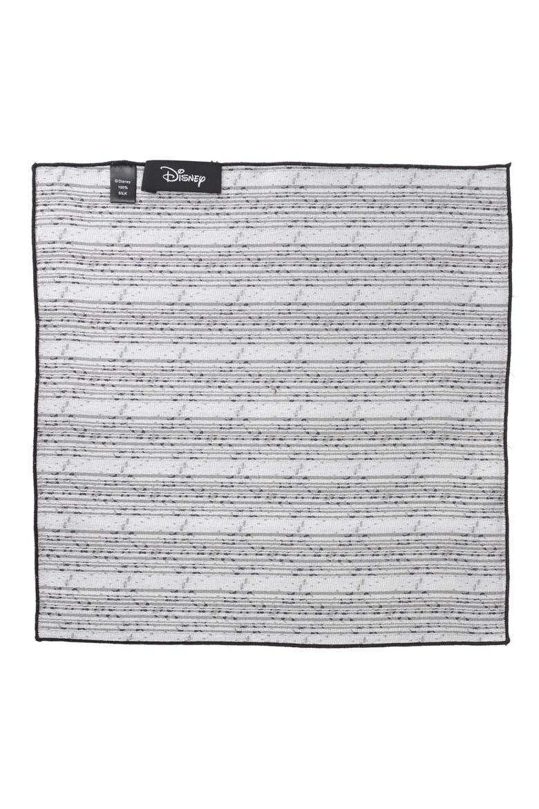 x Disney Mickey Mouse Damask Tile Silk Pocket Square, Alternate, color, GRAY
