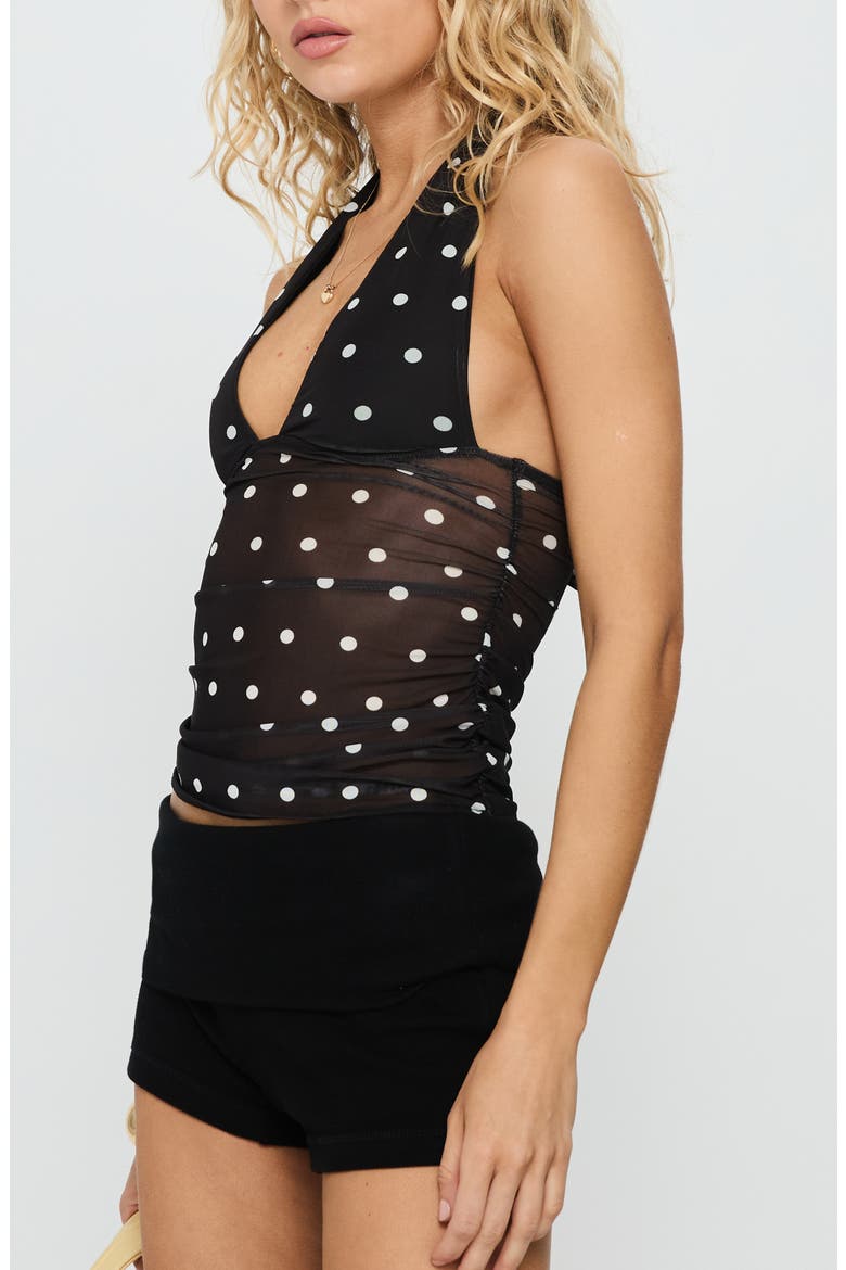 Danyelle Dot Halter Top, Alternate, color, BLACK POLKA