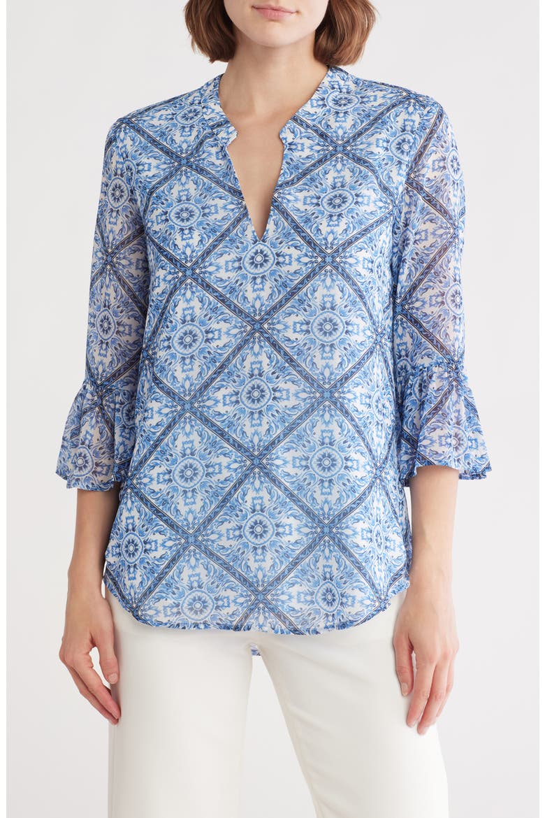 Hadlie Split Neck Top, Main, color, PAINTED TILES