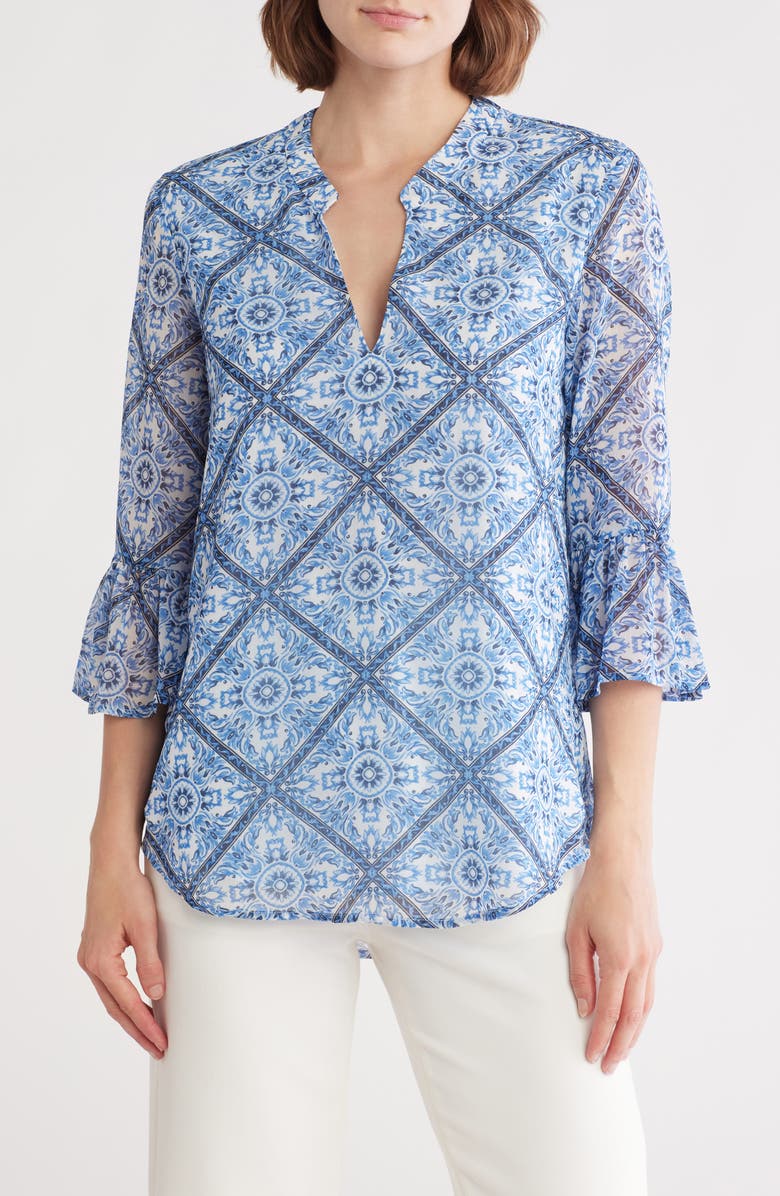 Tart Hadlie Split Neck Top, Main, color, Painted Tiles