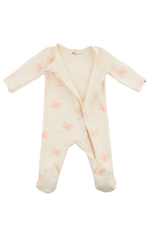 Oh Baby ! Mini Butterflies Pink Footie In Milk