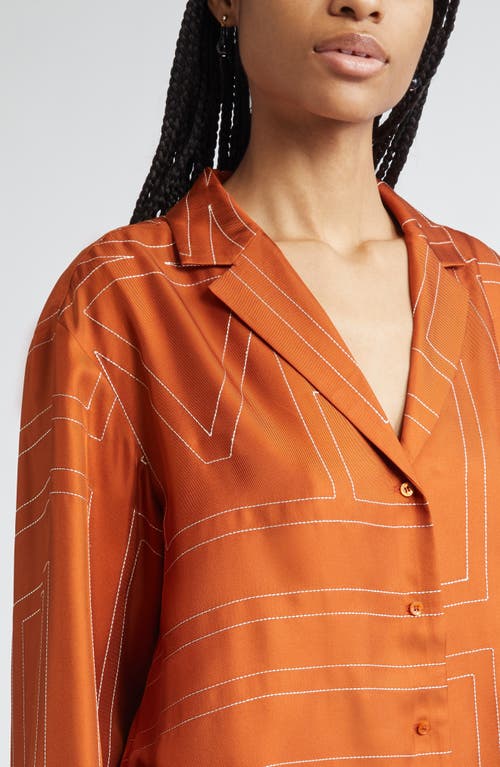 Totême Silk Shirt With Monogram In Orange