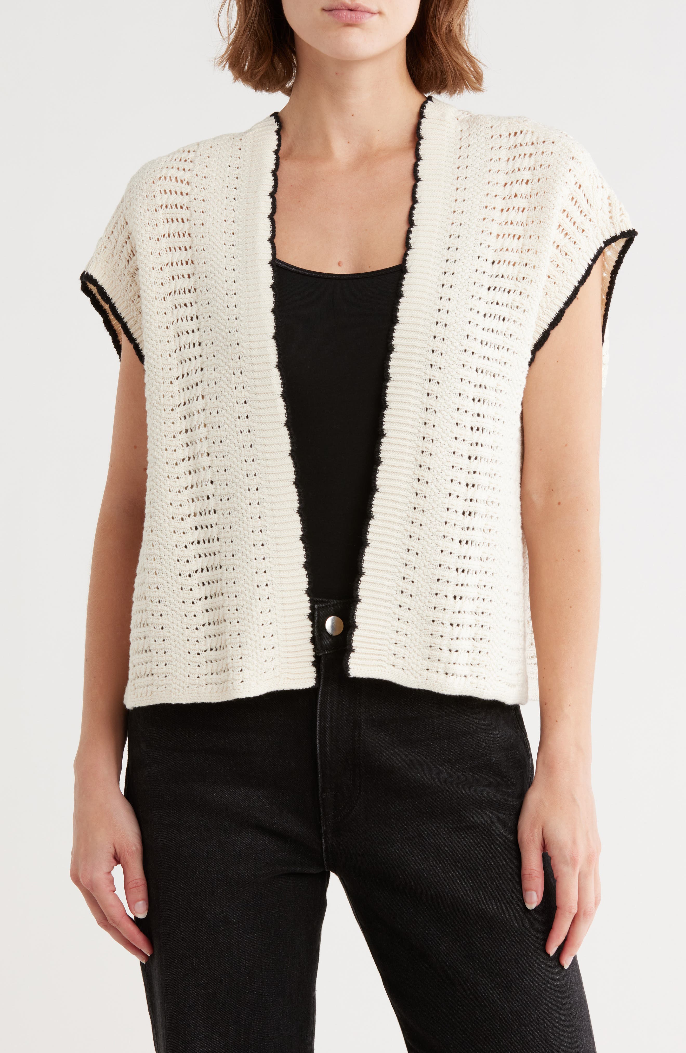 Democracy Cotton Cap Sleeve Cardigan