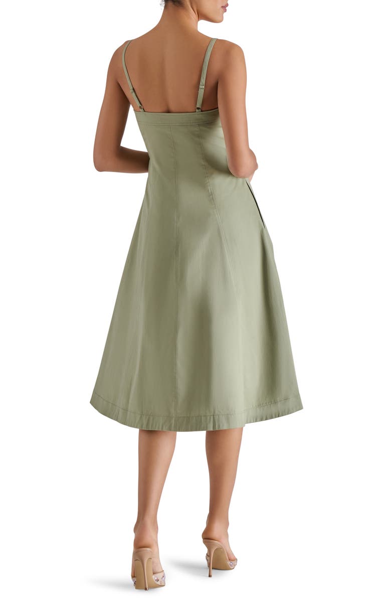 Steve Madden Raleigh Stretch Cotton Midi Dress, Alternate, color, Warm Stone Green