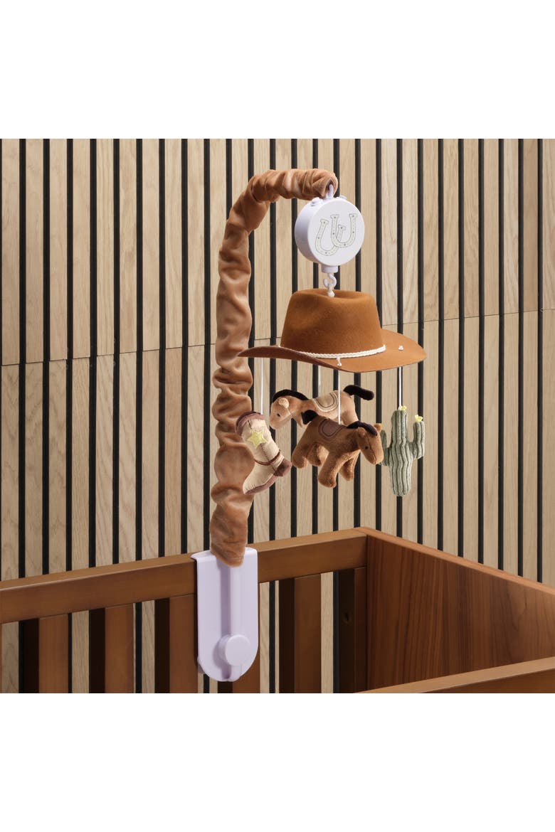 Country Western Cowboy Hat Musical Baby Crib Mobile Soother Toy, Alternate, color, Brown