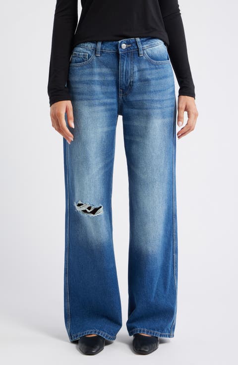 CJU Low Rise Wide Leg Ripped Jeans (Los Feliz)
