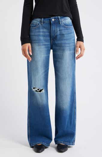 WARP+WEFT CJU Low Rise Wide Leg Ripped Jeans