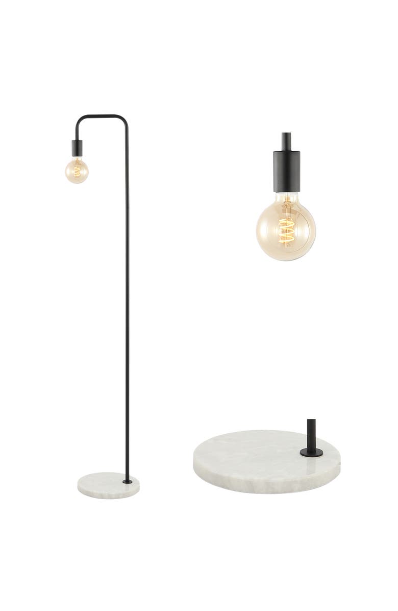 JONATHAN Y Vega Minimalist Edison Metal/Marble Floor Lamp, Main, color,