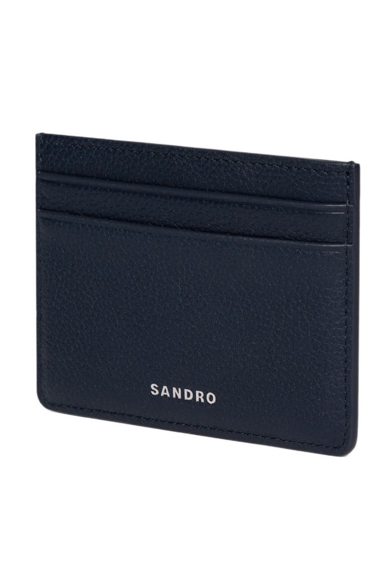 Grained leather cardholder, Alternate, color, Navy blue