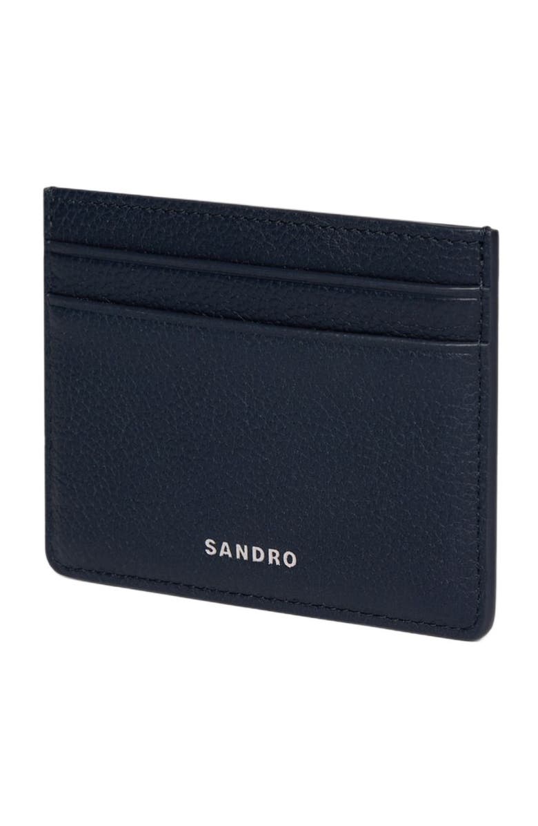 SANDRO Grained leather card holder, Alternate, color, Navy Blue