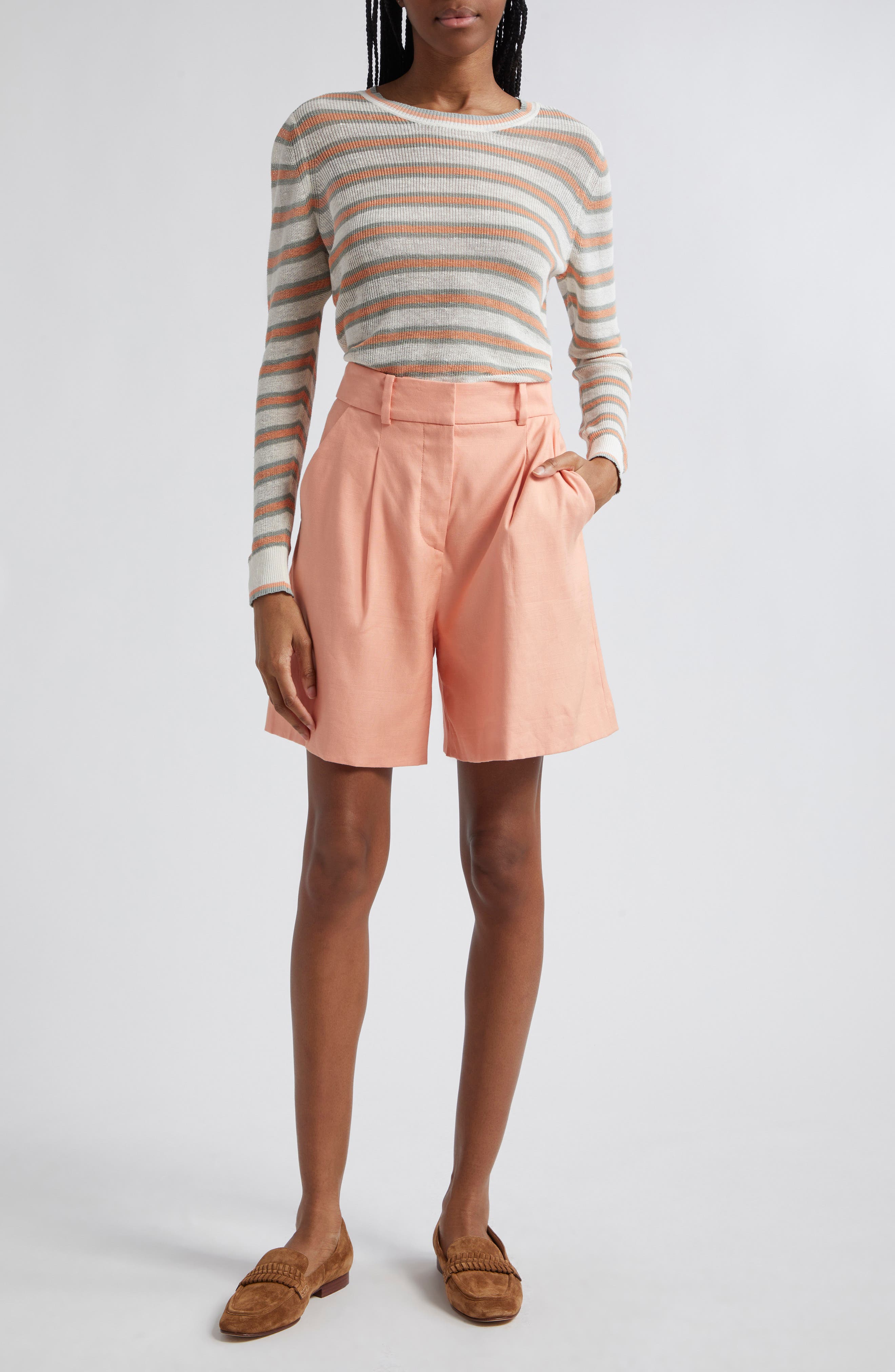 Veronica Beard Magellan Stripe Linen Blend Sweater