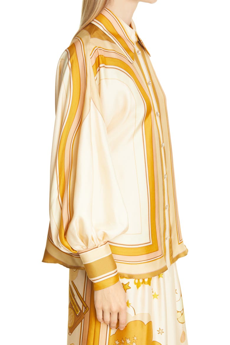 Tempo Poet Sleeve Silk Blouse, Alternate, color, GOLDEN MULTI