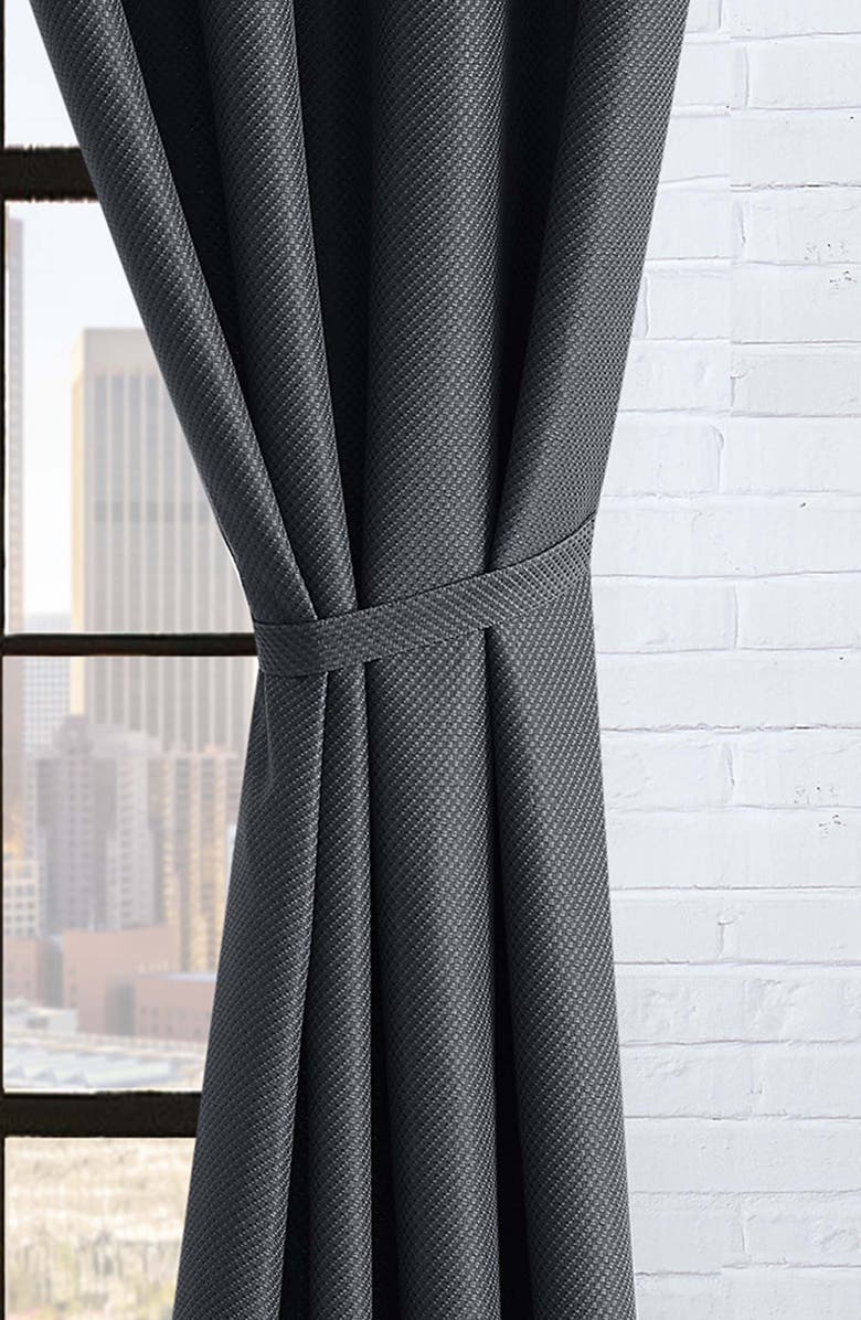 Lucky Brand Ember Thermal Set of 2 Curtain Panels, Alternate, color, Charcoal