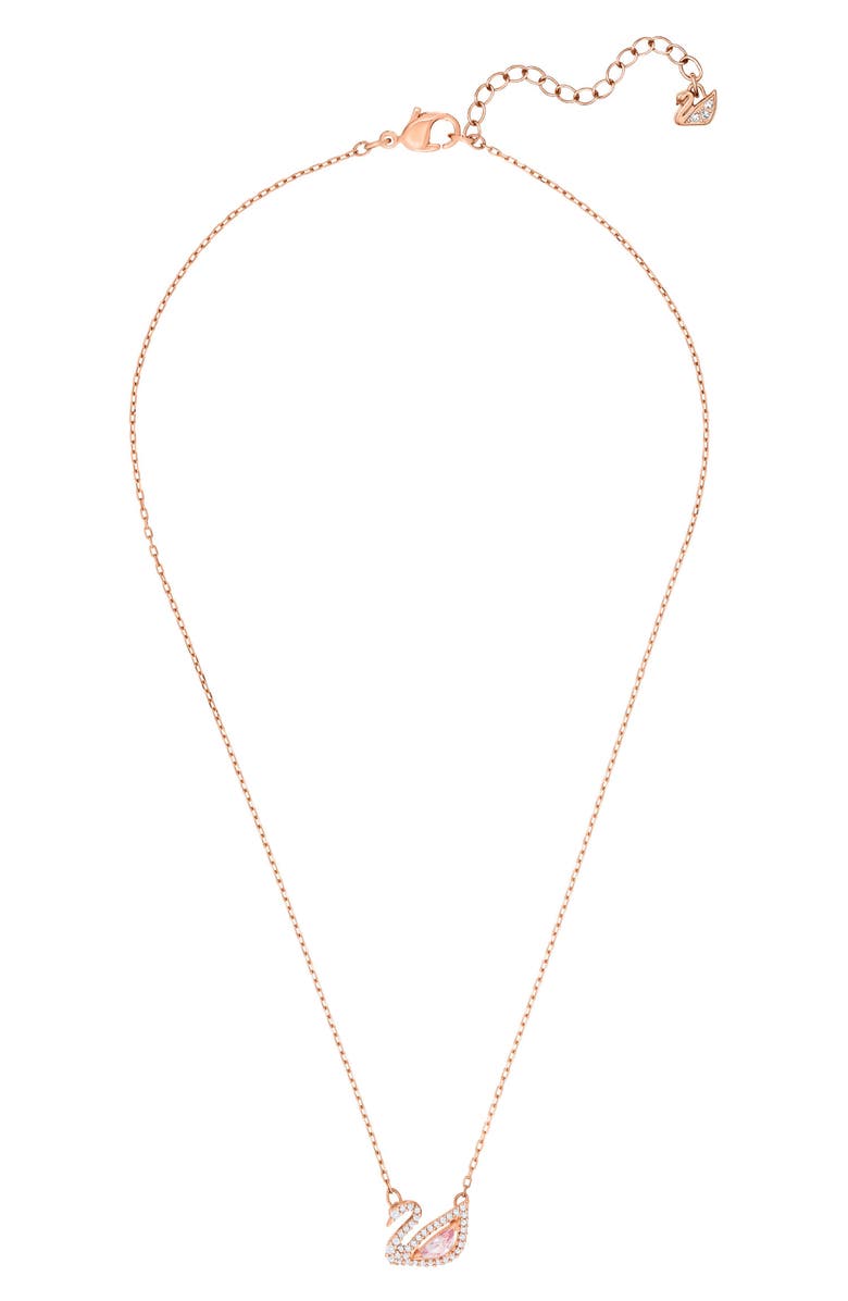 Swarovski Dazzling Swan Necklace, Alternate, color, Rose Gold