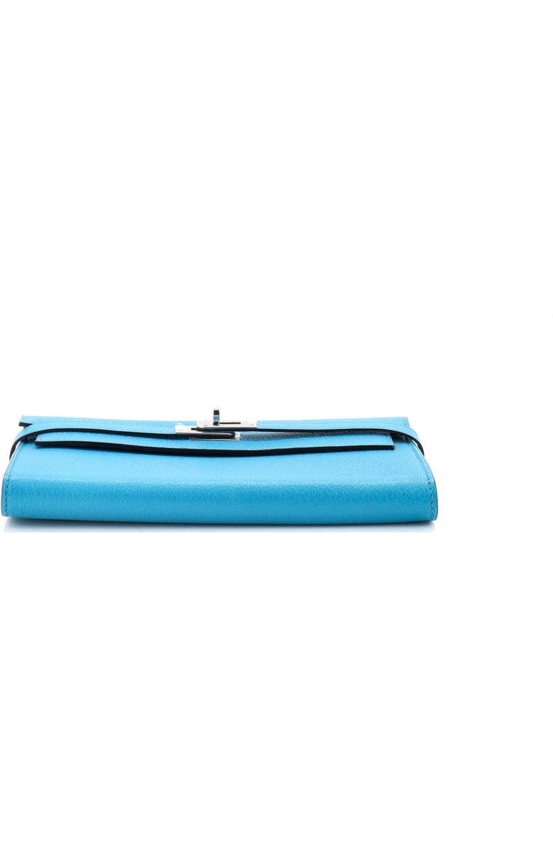 Pre-Owned Hermes Kelly Wallet Chevre Mysore Long, Alternate, color, Turquoise