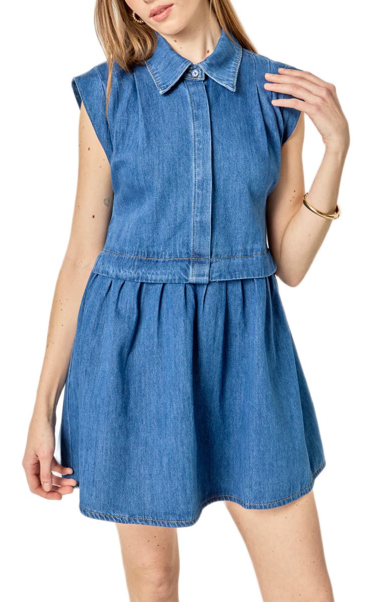 English Factory Denim Babydoll Mini Shirtdress, Alternate, color, Denim