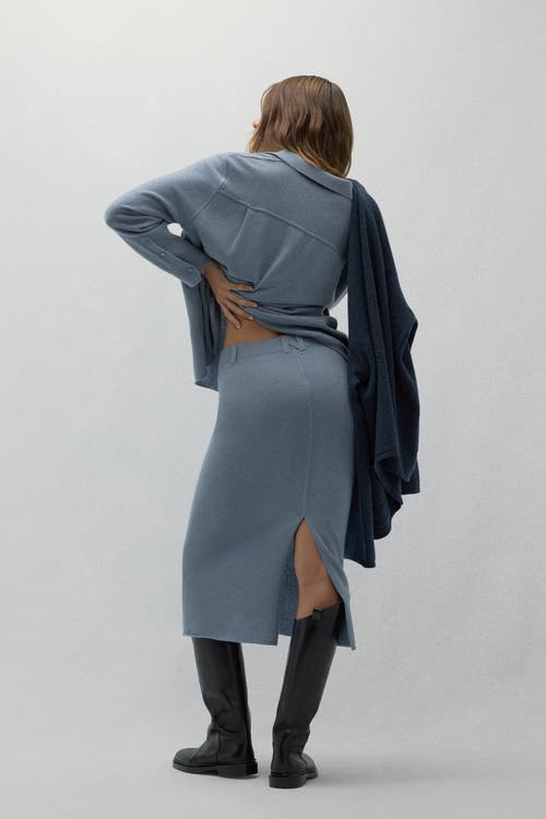 Naked Cashmere Venice Denim Cashmere Midi Skirt In Blue