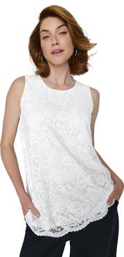Jessica London Sleeveless Stretch Lace Tank