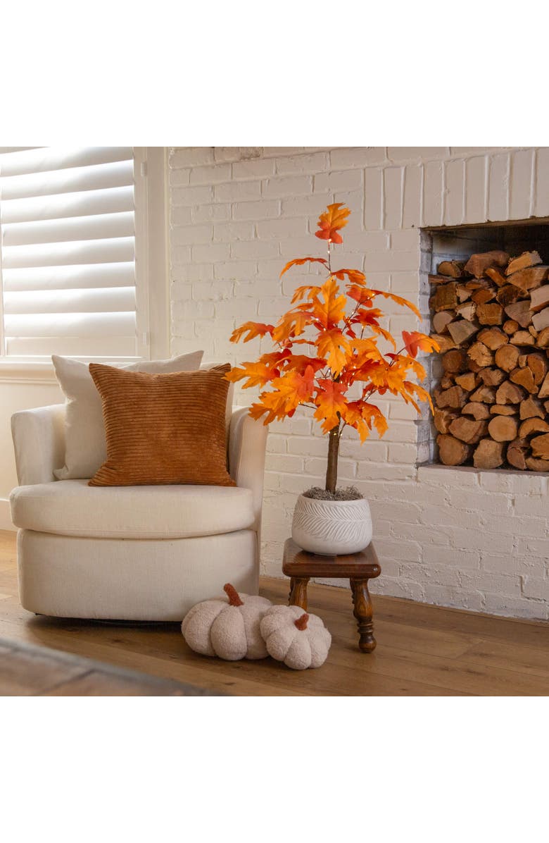 NEARLY NATURAL 3-ft Pre-Lit Autumn Maple Artificial Fall Tree with 80 Warm White LED Lights, Alternate, color, Orange