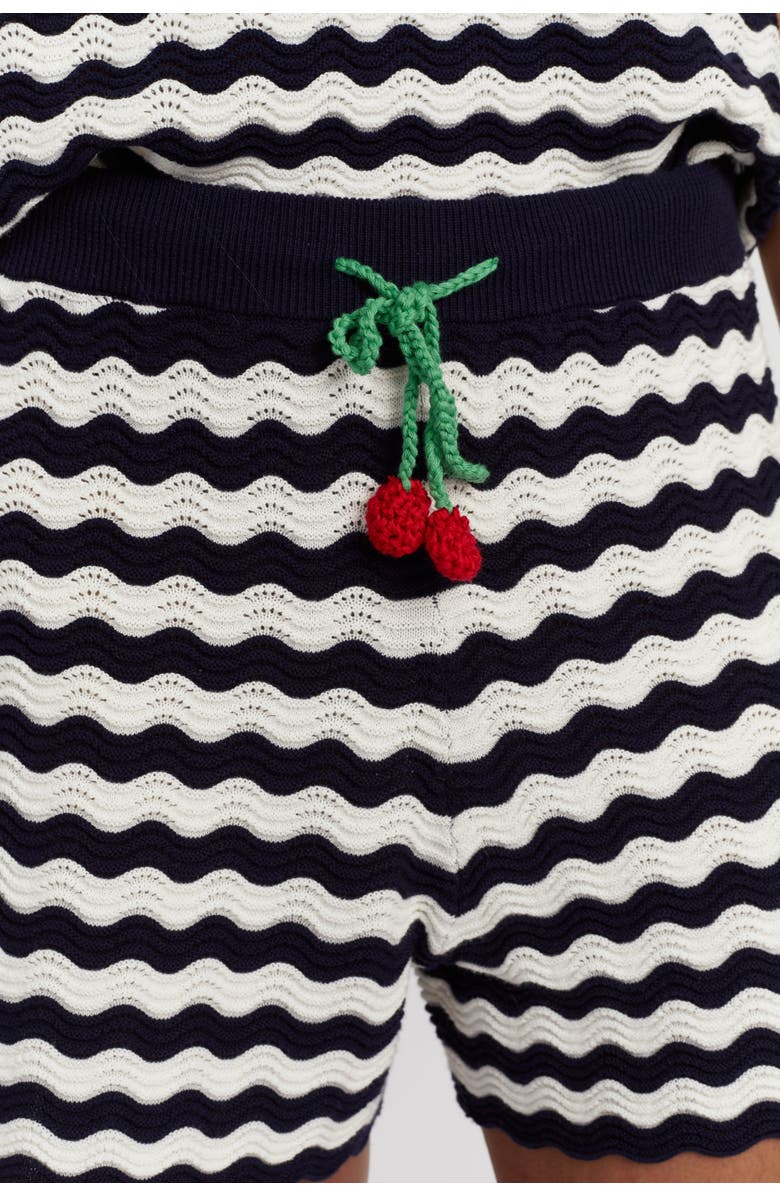 Chinti & Parker Cotton Cherry Crochet Shorts, Alternate, color, Blue/Cream