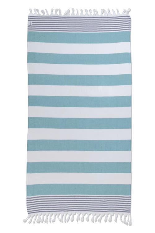 Infusezen Marine Striped Organic Turkish Towel With Soft Terry Cloth Lining