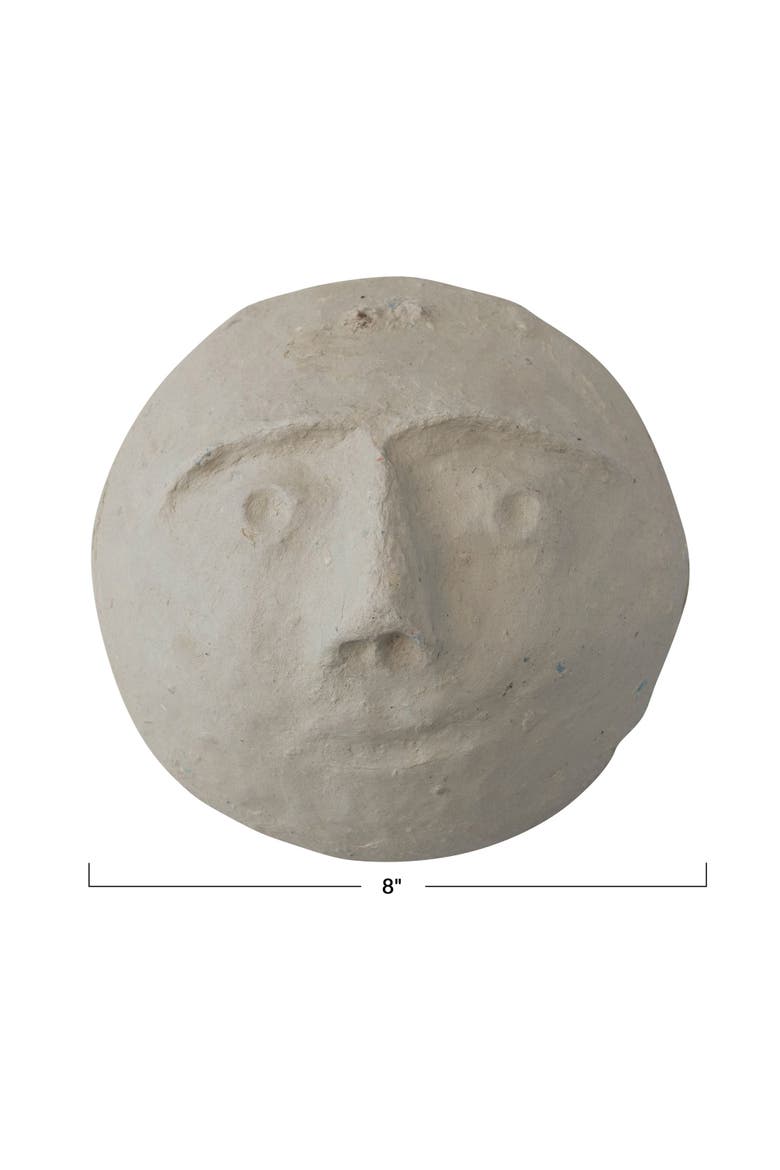 Paper Mache Moon with Face Wall Decor, Ivory, Alternate, color, Ivory