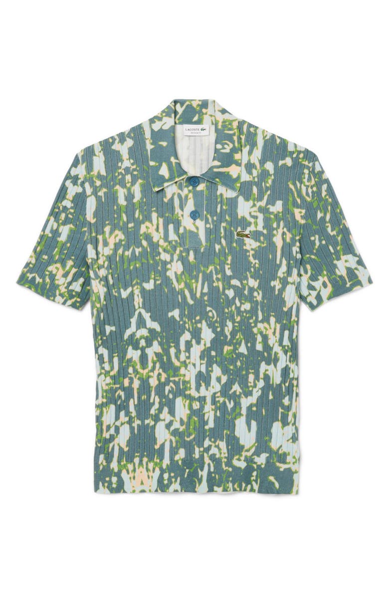 Lacoste Print Rib Polo, Alternate, color, Blue/ Light Pink/ Green