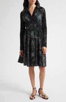 Vince Grape Vine Long Sleeve Jacquard Dress