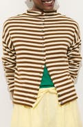 Alex Mill Taylor Stripe Mock Neck Cotton & Cashmere Cardigan