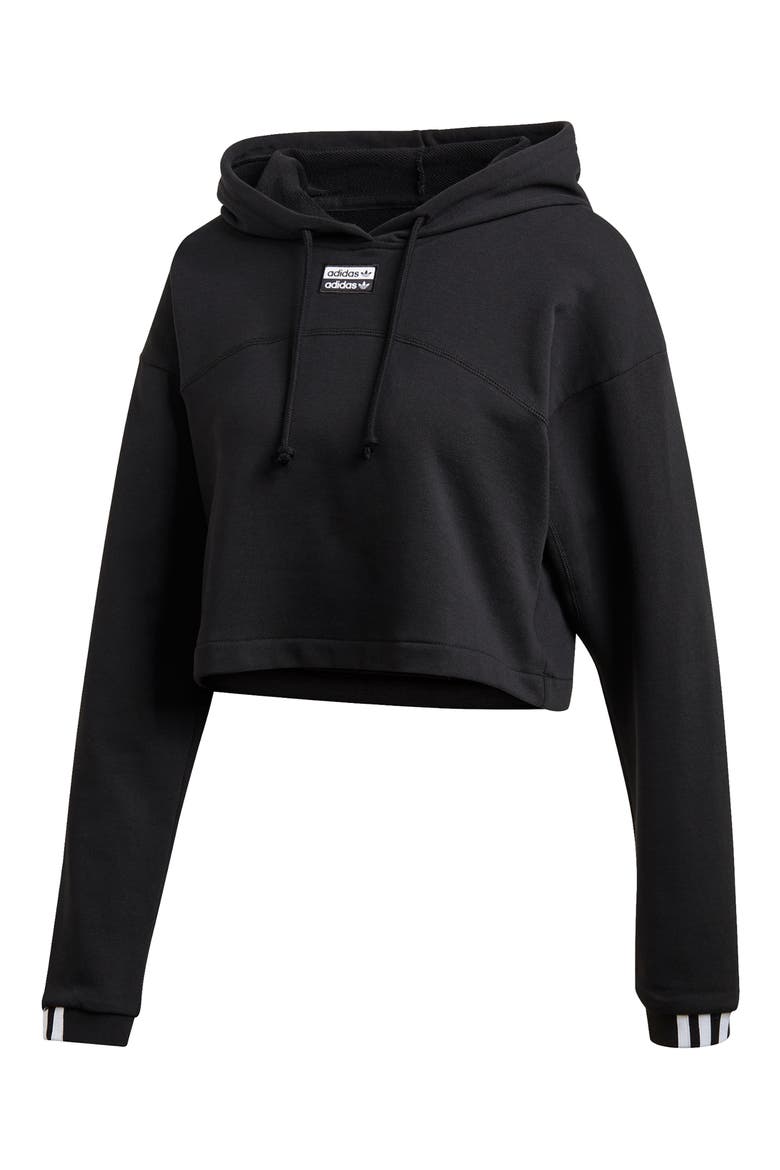 R.Y.V. Cropped French Terry Hoodie, Alternate, color, BLACK