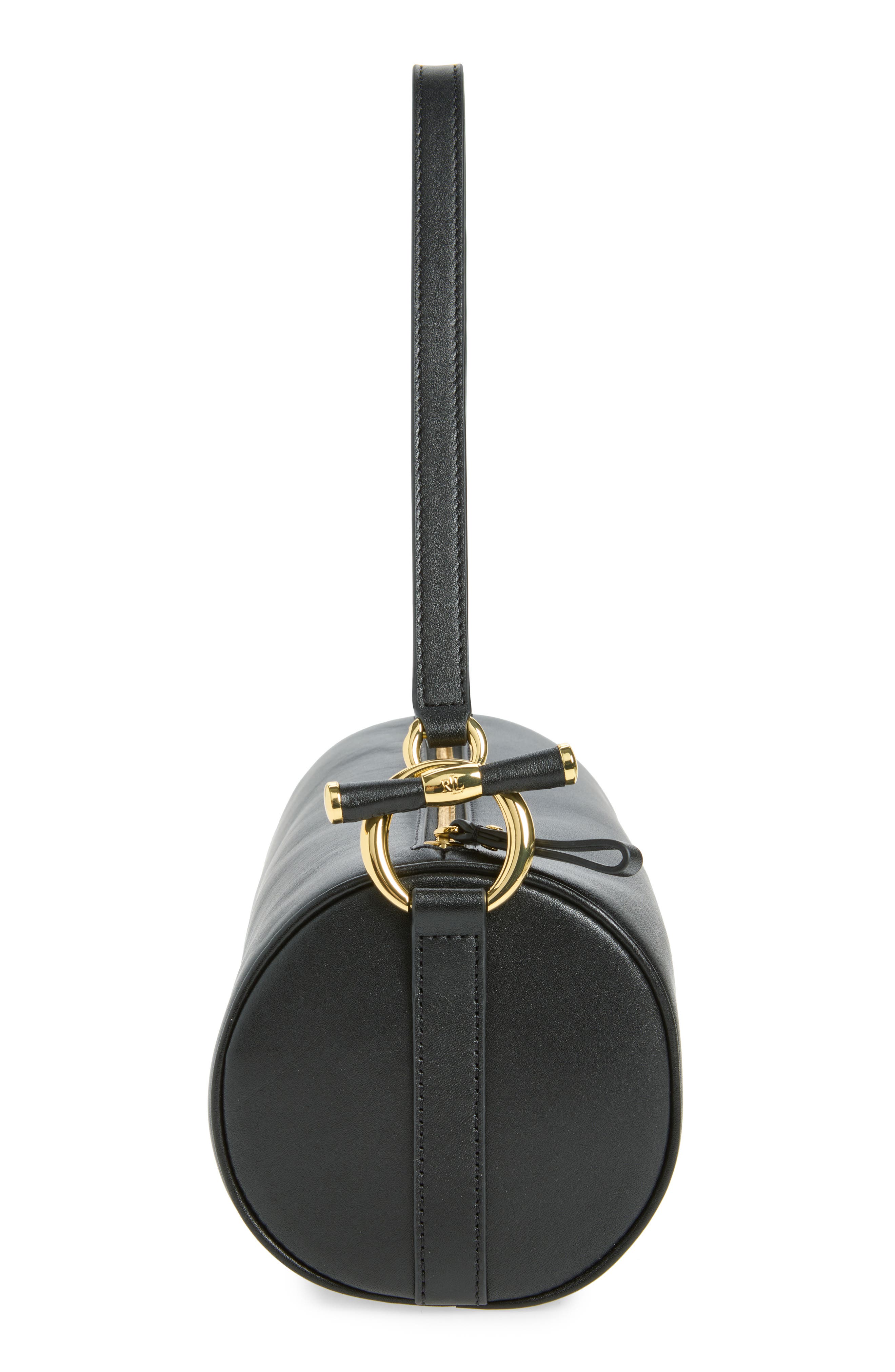 Blke Leather Barrel Shoulder Bag, Alternate, color, BLACK