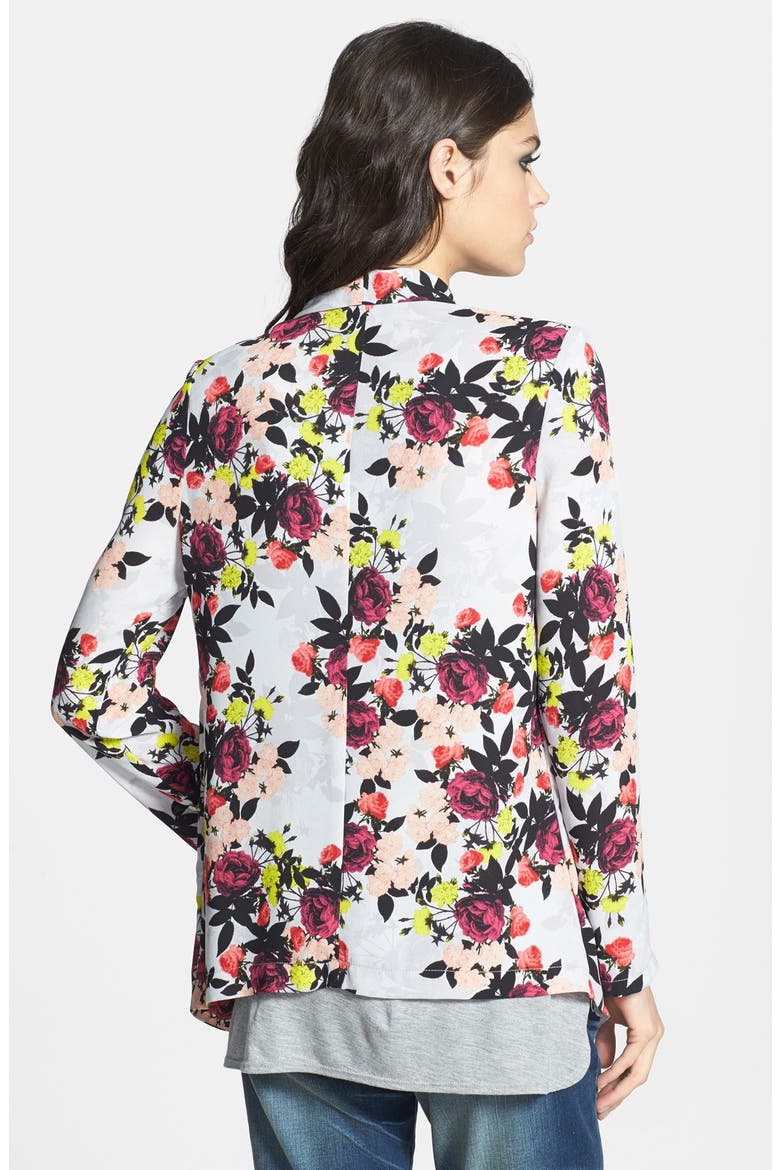 ASTR Drape Front Blazer, Alternate, color, PINK MULTI FLORAL