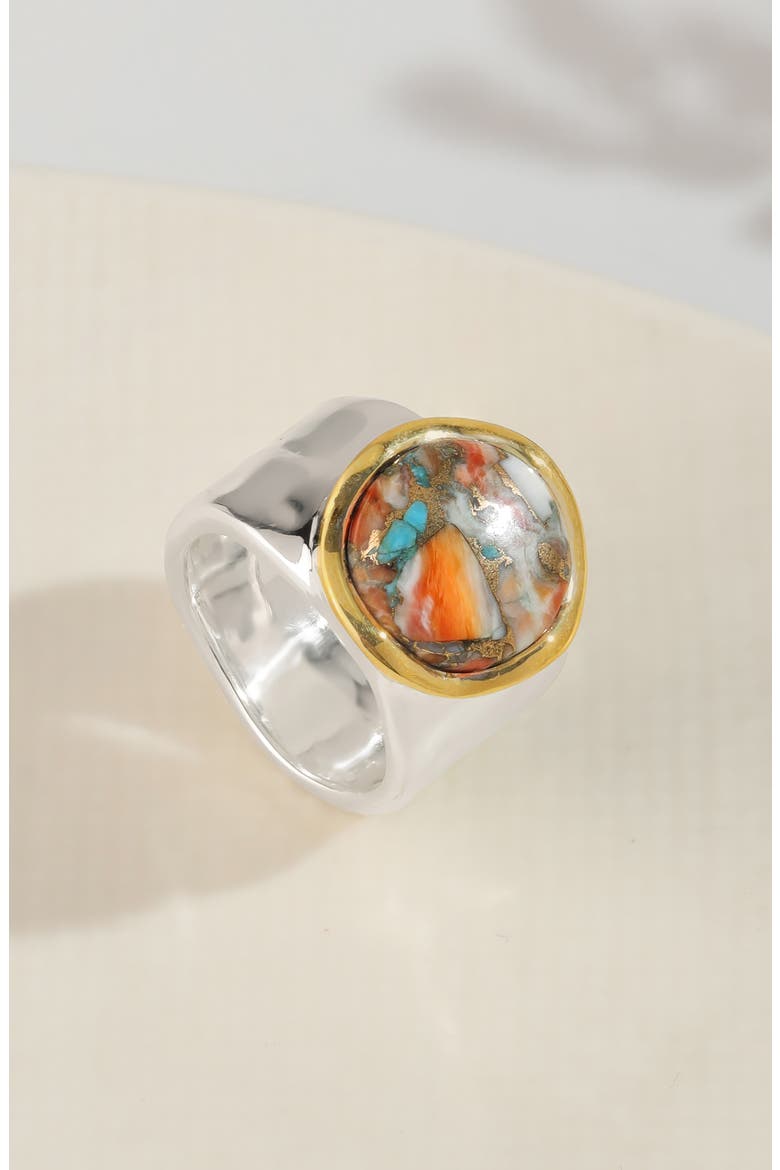 Semiprecious Stone Cabochon Ring, Alternate, color, ORANGE