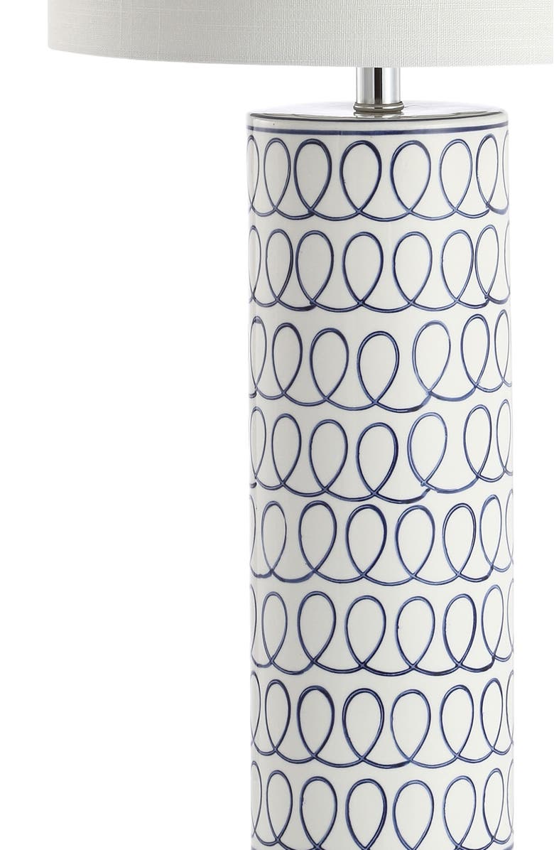 JONATHAN Y Loop 28.75" Ceramic Modern Column LED Table Lamp, Blue/White, Alternate, color, White/Blue