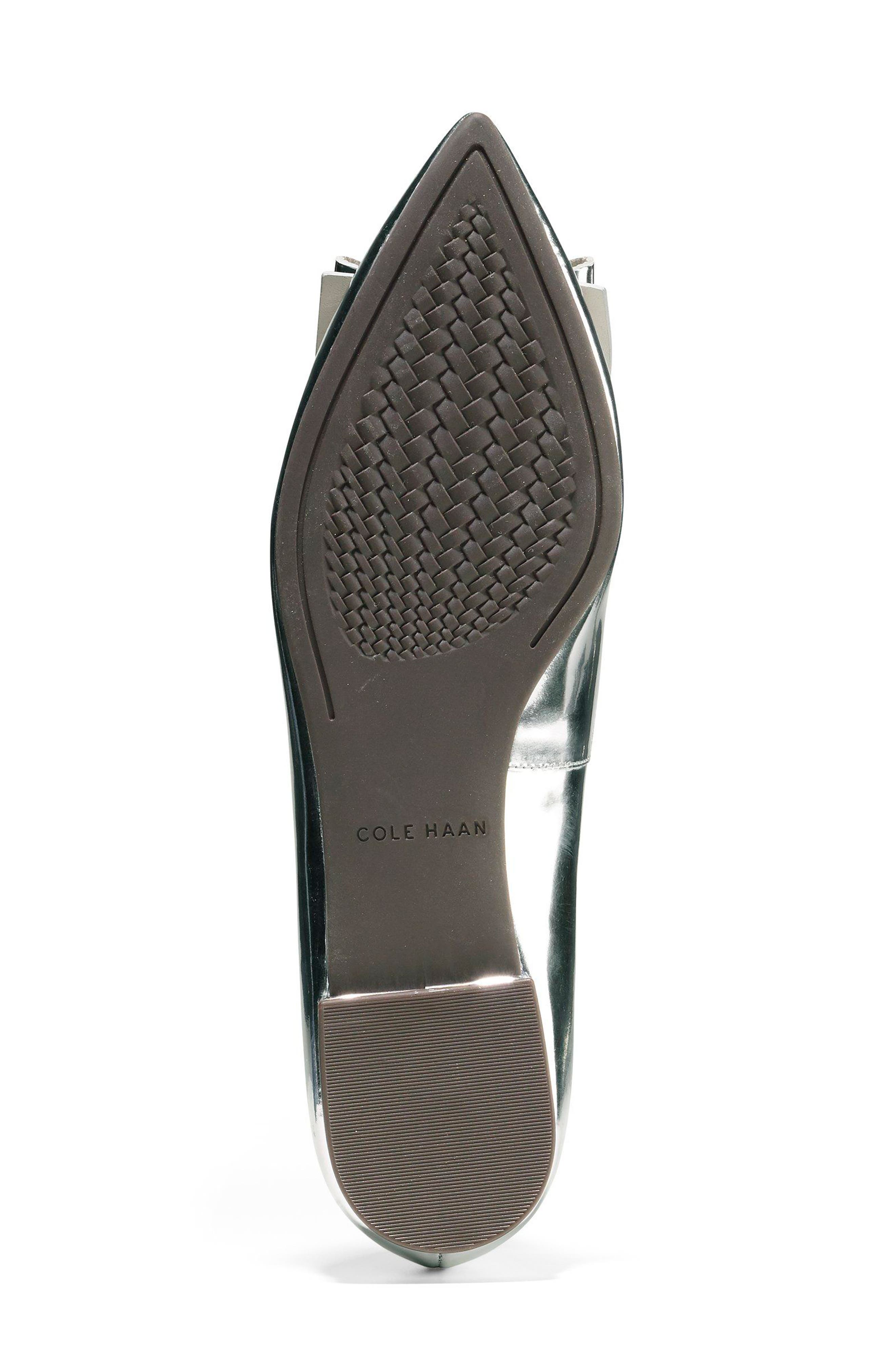 Tali Bow Skimmer Flat, Alternate, color, ARGENTO LEATHER