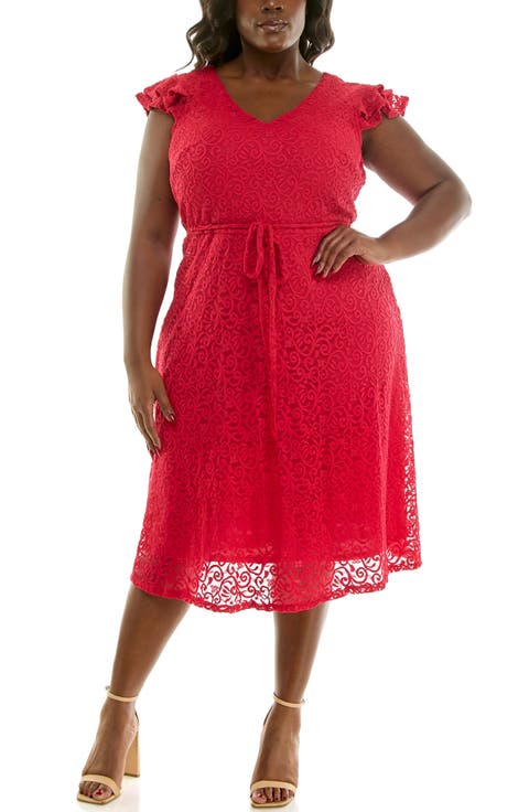Lace Fit & Flare Dress (Plus)