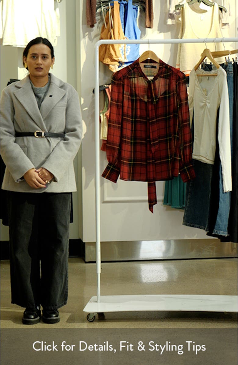 Plaid Tie Neck Chiffon Top, sales video thumbnail