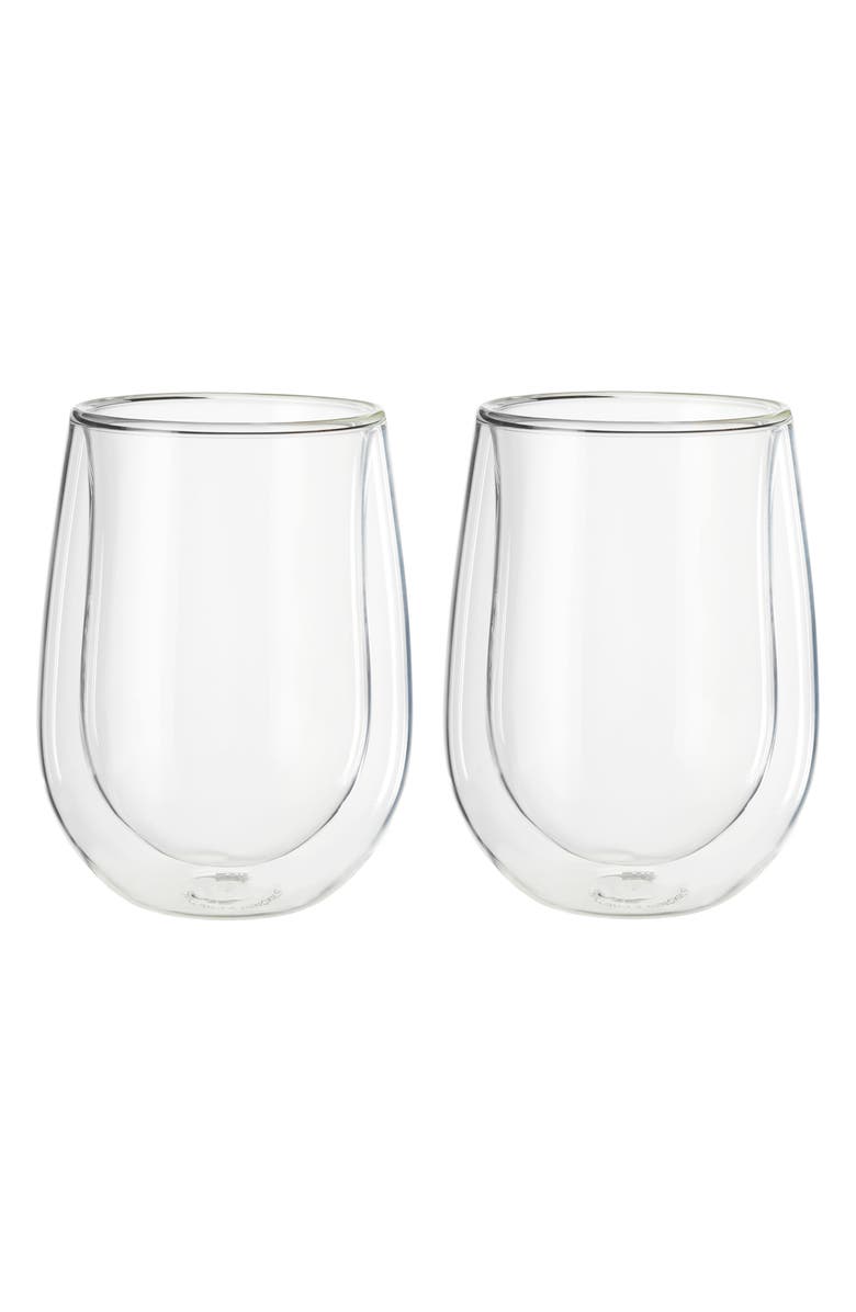 ZWILLING Sorrento Set of 2 Stemless White Wine Glasses, Alternate, color, Silver