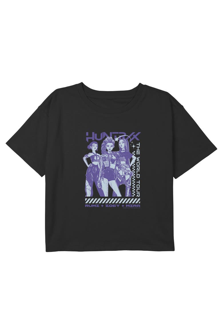 Girls' Rumi Zoey Mira World Tour Cropped T-Shirt, Main, color, Black