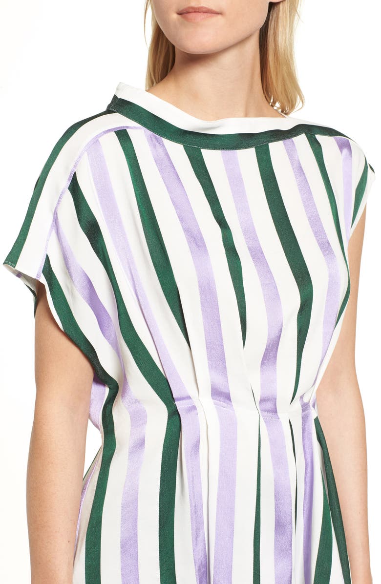 Lewit Stripe Draped Peplum Top, Alternate, color, Purple- Green Vertical Stripe