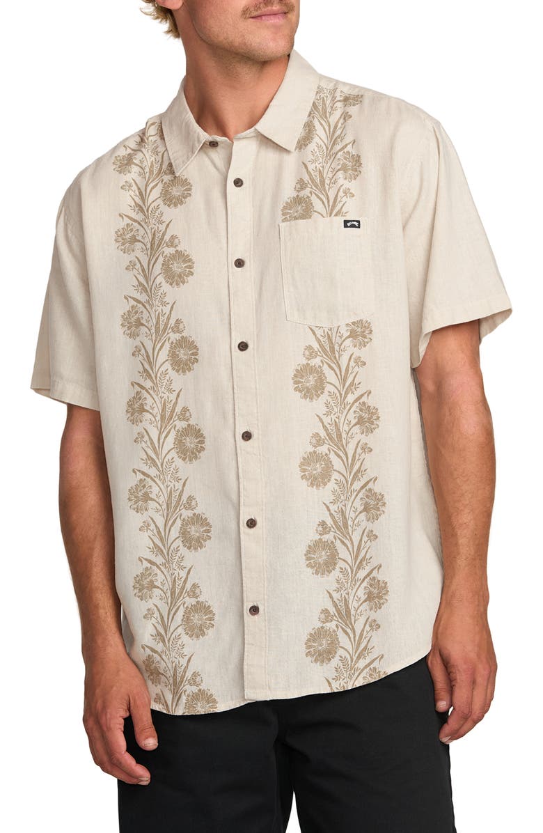 Billabong Cordoba Floral Short Sleeve Linen Blend Button-Up Shirt, Main, color, 