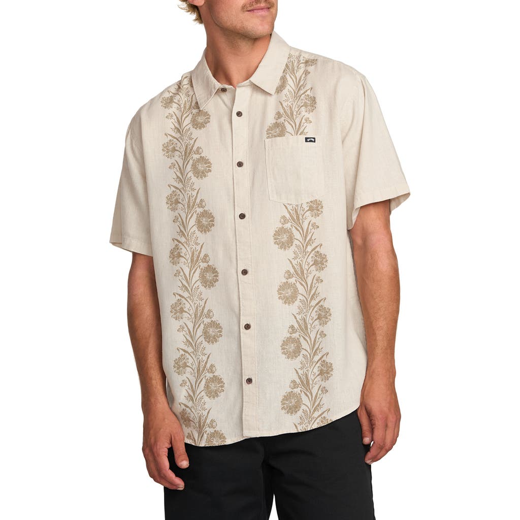 Billabong Cordoba Floral Short Sleeve Linen Blend Button-up Shirt