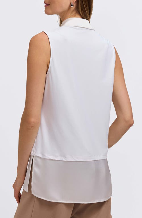 Foxcroft Sasha Sleeveless Mixed Media Shirt In Multi