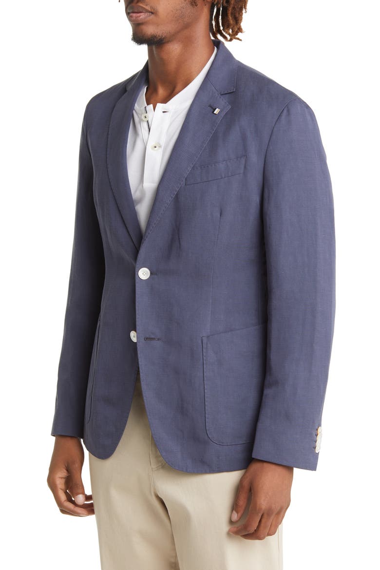 Hugo Boss Hanry Linen Blend Sport Coat, Alternate, color, DARK BLUE