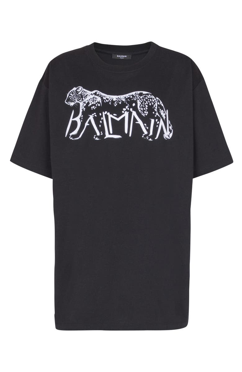 Balmain T-shirt with leopard print, Main, color, Black