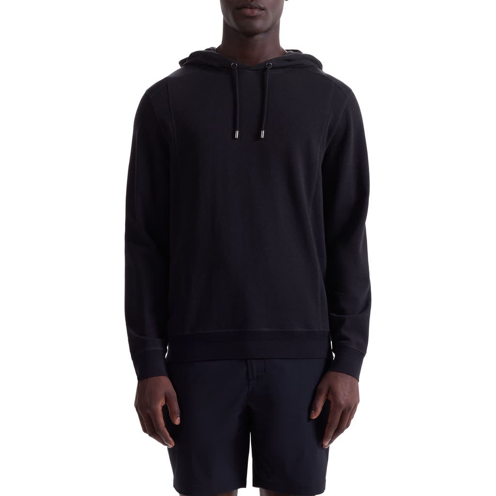 Bugatchi Textured Piqué Hoodie In Black